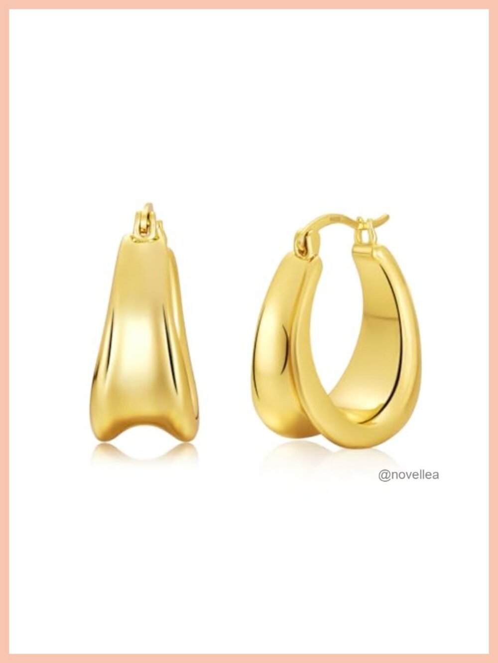 Chunky Teardrop Hoop Earrings for Women, Hypoallergenic S925 Silver Posts, 18K